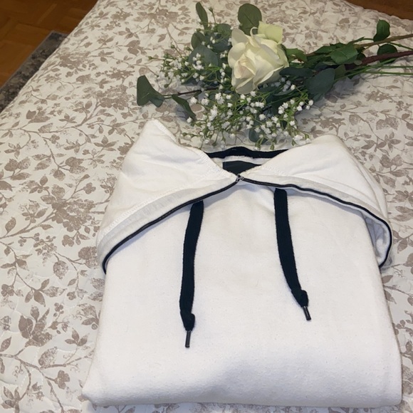 Men’s White Hoodie With Zippers And Black Detail - Picture 1 of 7